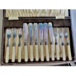 Vintage fish cutlery set in original box - silver plate