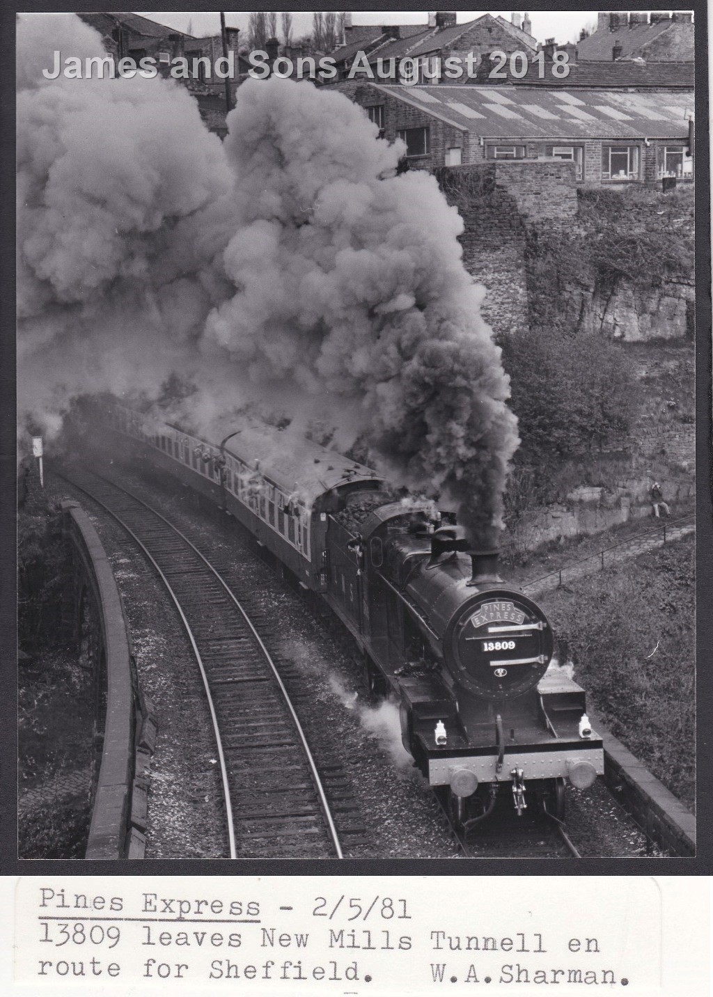 W.A.Sharman Photographic Quality Archive (10" x 8")-Pines Express -2/5/81, 13809 leaves New Mills