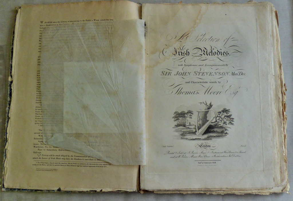 Irish Melodies by Sir John Stevenson & Thomas Moore, hardback volume of sheet music dated 1811 m/s