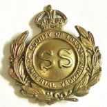 British WWI 3rd County of London Imperial Yeomanry (Sharp Shooters) Cap badge (Brass, lugs)