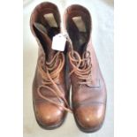 British WWII Officers Brown Service Boots, Size 7 made Huntley & Son, Aldershot, in useable