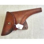 British WWI Officers Webley Revolver Holster, leather with brass attachments. Leather is still