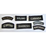 British RAF Commonwealth Sleeve patches (7) including: Rhodesia, Gt.Britain, Poland, Canada, New