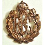 British WWI Royal Flying Corps Officers Cap Badge, (Brass, lugs)