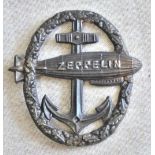 German Pre-WWI Zeppelin Souvenir Day Badge, likely given to people who assisted with the