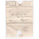 Lanc 1833-Wrappers sent via ship 'Catherine' to Glasgow via Liverpool, Bears boxed Liverpool ship