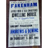Advertisement - by order of the court of protection, Fakenham, dwelling 27 Queen's Road - Taking