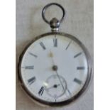 Pocket Watch - Silver cased pocket watch - open faced needs a clean, hallmarked London 1887 -