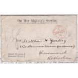 1861 O.H.M.S Inland revenue Envelope-and Interstate register folio, Office all paid H/P-London to