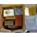 Mixed lot - Silver Plate cigarette cases, wooden box, playing card, etc nice lot