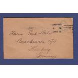 Postal History-Great Britain 1911 King Edward VII 2½d prepaid envelope to Hamburg, roughly opened.