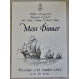 Menu - HMS Collingwood Warrant Officers and Chief Petty Officers Mess Dinner 1992.