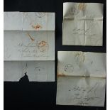 London - EL's (3) 2 of which are pre-stamp to Devon; other to Tewksbury with 1846 receiver on