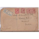 1925-registered Envelope (27th March) to India.