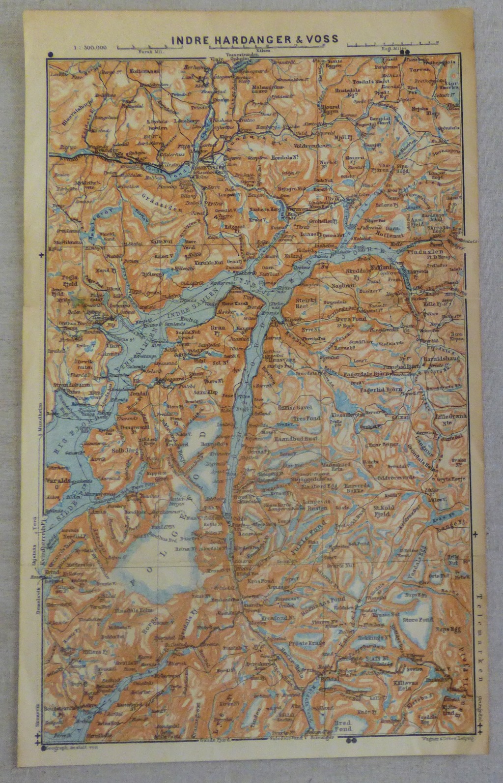 Indre Hardanger and Voss - A map of Norway dated around 1899 Produced by Wagner and Debes,