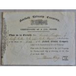 Banknotes/Shares = Norfolk Estuary Company -1847 £50 Share Certificate, Grade GVF.