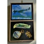 Boxed Pen knife with pocket watch and chain - RAF - as new