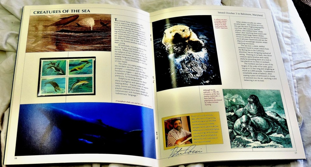 U.S.A. 1990 Year Presentation Pack of mint stamps including Marine Mammals.