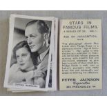 Peter Jackson Stars in Famous Films 1934 set F28/28 EX