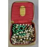 Jewellery - Attractive small Jewellery zip case - with beaded necklaces and watch etc