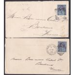 Wales 1898+1894)-(2) 2.1/2d, Jubilee covers (SG201) from Newport and Newport Docks, both to France
