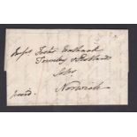 Leicestershire 1841 Red Paid Leicester, Leicester to Norwich Backstamp in Black