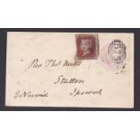Norfolk - 1846 Pink P.S.E. Cover Ex Norwich to Sutton, Ipswich with double ring Norwich receiver (