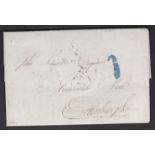 Scotland 1837 EL Leith to Edinburgh with '1' handstamp in green, scarce