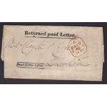 London 1841-Returned paid letter (Dead letter office official General Post Office letter, red '