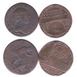 Tokens-1792 Ironbridge Halfpenny-1797 John Wilkinson, Ironmakers NF and Fine (2)