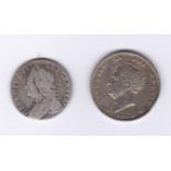 Great Britain 1826-Goerge IV shilling and 1757 sixpence