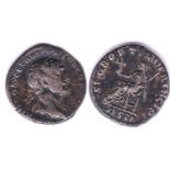 Roman Imperial Trajan -AR denariug - Rev; Vesta - GF scratch on abv