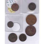 Great Britain-Mixed copper lot, 1861 +1950 pennies - 1843 half farthing, 1837 farthing; 1828 and