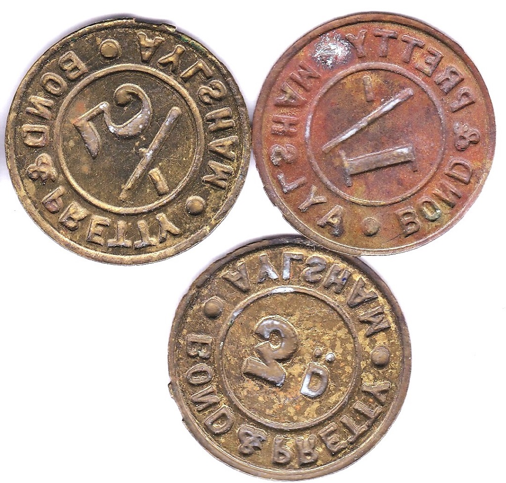 Tokens (Norfolk) - Aylsham Tokens, Bond + pretty-3d,1/-, and 5/-, brass, VF + - Image 3 of 3