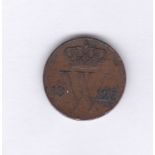 Netherlands ½ Cent 1823B VF