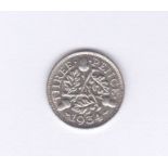 Great Britain 1934-Three pence silver, BUNC choice