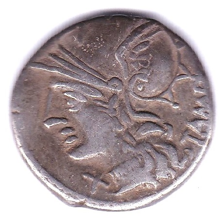 Roman republic - AR denarius - M.Baebius QF Tampilus 137 b.c Hd of Roma left x below chin -Rev: - Image 3 of 3