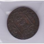 Great Britain Yorkshire Token 1791 Hull Halfpenny. Obv, Arms, Rev, Gulielmus Terius Rex, Edge,