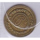 Great Britain Token - Devizes Sixpence Token, Roundway Hospital, Brass. AUNC