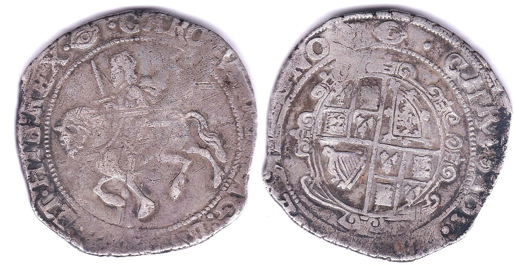 Charles I - Half-crown Tower Mint, under parliament mm eye 1645 -Group 3 Horseman -Spink 2778-Fine