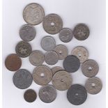 Belgium coins (22) inc 20 Franc 1934 VF, 50c 1928 aUNC, 1923 Unc, 5c 1863 EF etc.