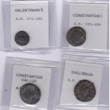 Roman Bronzes-Gallienus (AD 353-268), Constantius Gallus(AD351-354), Valentinian (AD375-392),