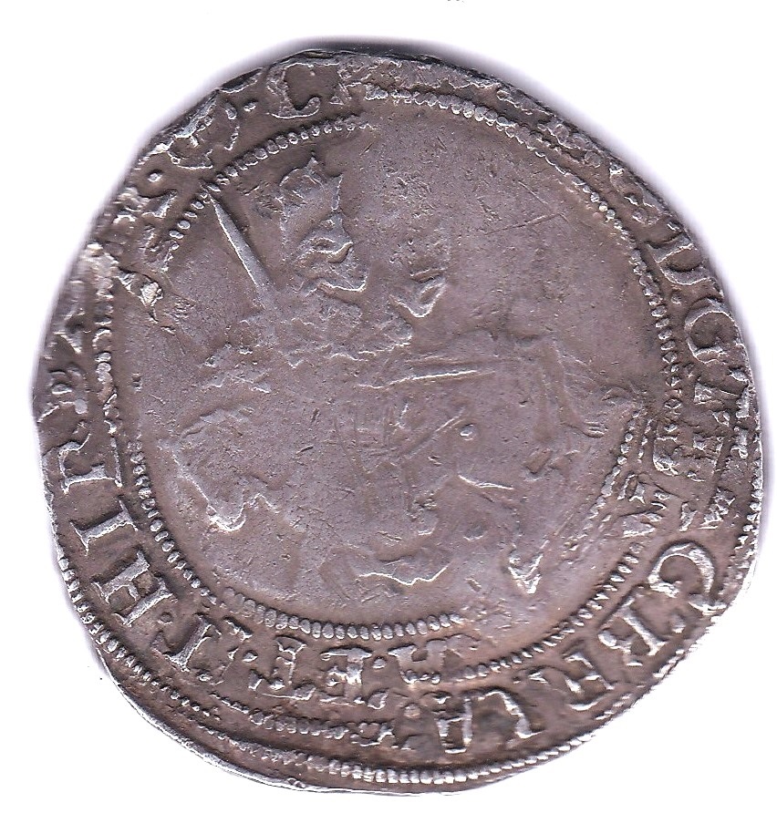 Charles I - Half-crown Tower Mint, m.m P in circle 1643/4-Spink 2778-NVF but badly double-struck - Image 3 of 3