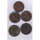 Great Britain-Pennies (5) 1806,1797,(3),1826