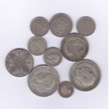 Great Britain-Silver range 2/6(2) 2/-(3) 6d's etc