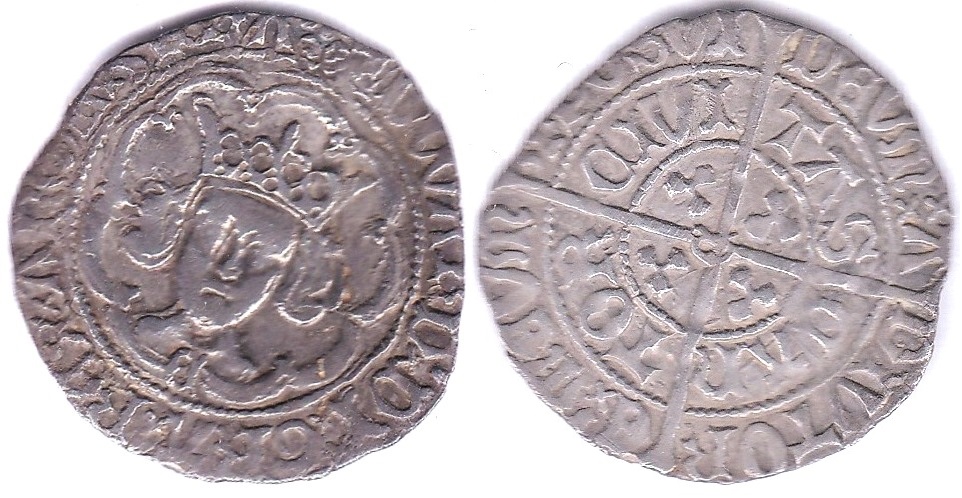 Edward IV - second reign -Halfgreat -Canterbury mint -m.m.Rose C in centre of reverse -Spink 2107-