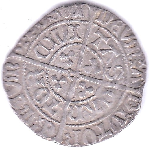 Edward IV - second reign -Halfgreat -Canterbury mint -m.m.Rose C in centre of reverse -Spink 2107- - Image 2 of 3