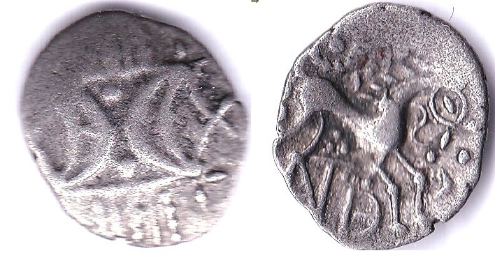 Celtic inscribed coinage - The Iceni - Silver unit two opposed crescents-R .Horse ANTED-Spink -NVF