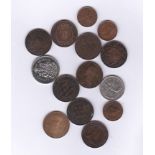 Canada coins (14) includes New Brunswick cent 1861, 1864, nova Scotia cent 1864 etc.