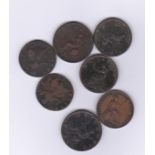 Great Britain-Range of early copper half pennies(7)